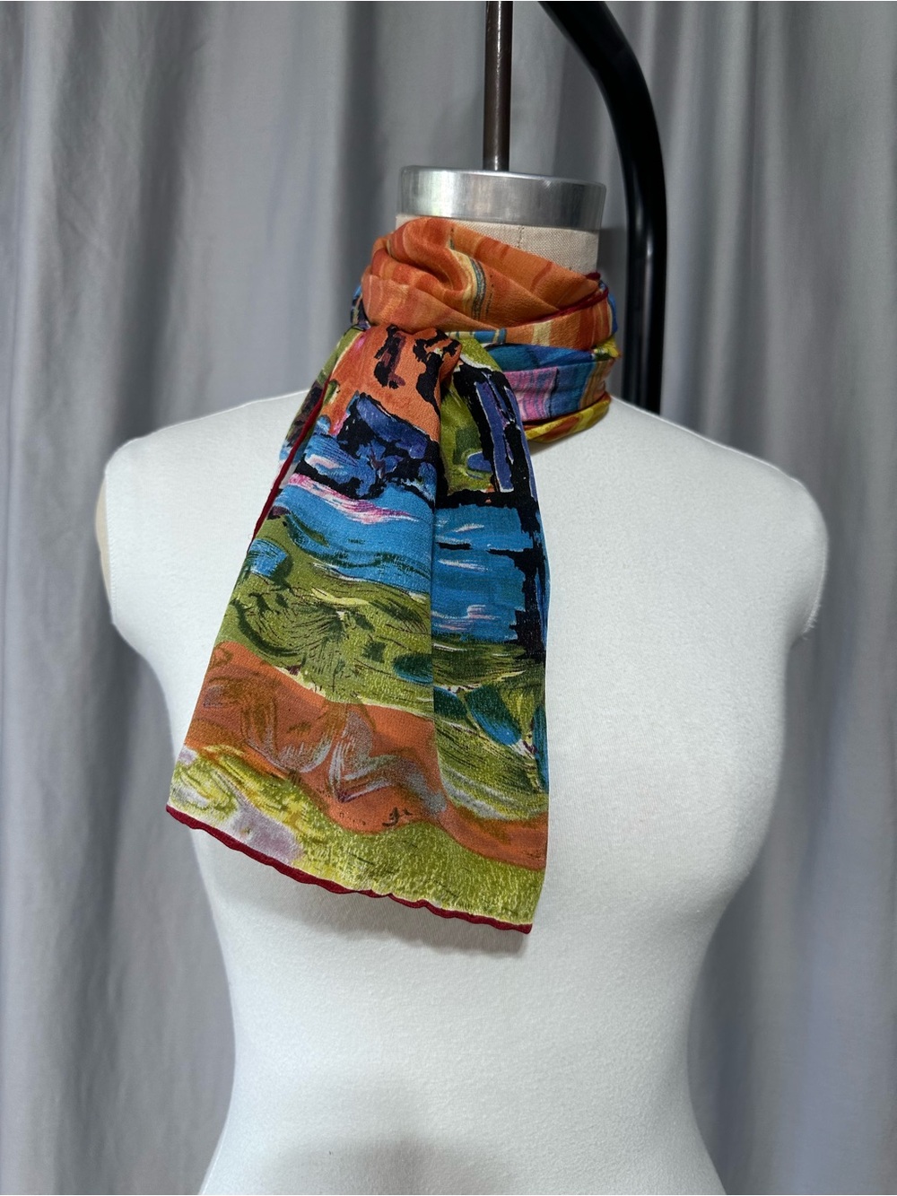 Colorful Abstract Patterned Scarf - Multicolor Vintage Cocoon House Scarf Art-to